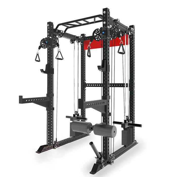 QM1102 Cage à squat fonctionnelle avec double poulie | Acier calibre 9 3”x3” | Appareil tout-en-un