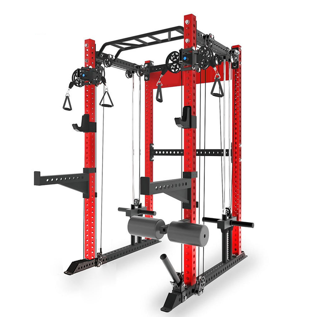 QM1102 Functional Squat Rack with Dual Pulley | 3”x3” 9-Gauge Steel | All-in-One Trainer