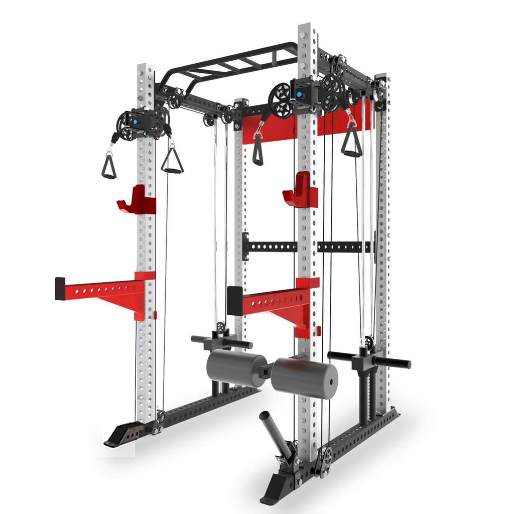 QM1102 Functional Squat Rack with Dual Pulley | 3”x3” 9-Gauge Steel | All-in-One Trainer