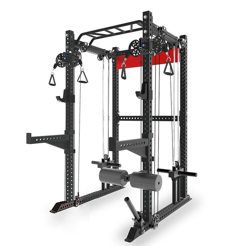QM1102 Functional Squat Rack with Dual Pulley | 3”x3” 9-Gauge Steel | All-in-One Trainer