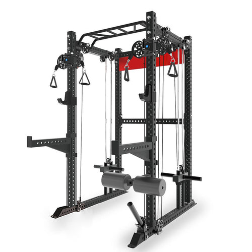 QM1102 Functional Squat Rack with Dual Pulley | 3”x3” 9-Gauge Steel | All-in-One Trainer