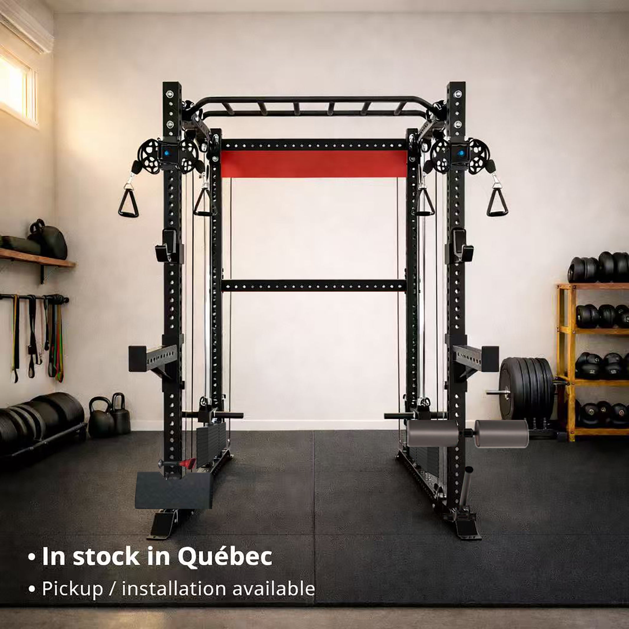 QM1102 Functional Squat Rack with Dual Pulley | 3”x3” 9-Gauge Steel ...