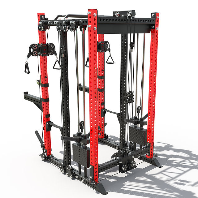 QM1106 Classic  Full Cage Functional Trainer | 6-Post 3”x3” 9-Gauge Steel | Heavy-Duty Commercial Rack