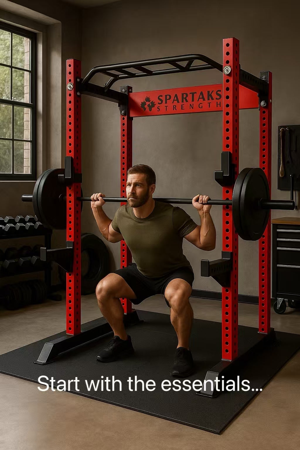 KB2401 Full Cage Squat Rack | 3”x3” 9-Gauge Steel | Heavy-Duty Garage Gym Power Rack