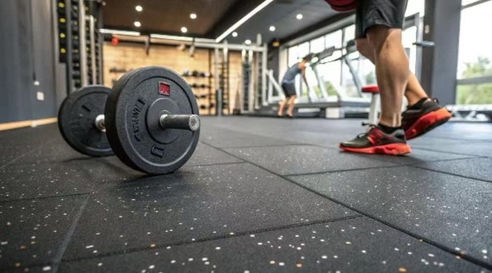 Commercial Strength Training Rubber Flooring 15mm – 1m x 1m Tile for Squat & Deadlift Zones