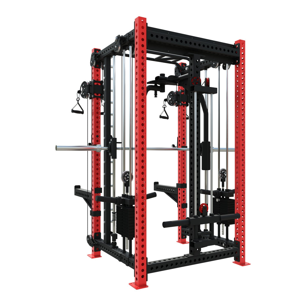 QMAX Dual-Handle 3-in-1 with Pec Deck, rear three-quarter view